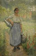 Elisabeth Keyser Fransk bondflicka med mjolkspannar oil painting